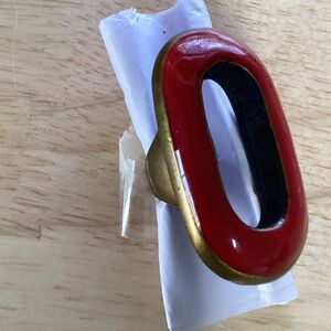 Bold Red & Gold Oval Enamel Ring